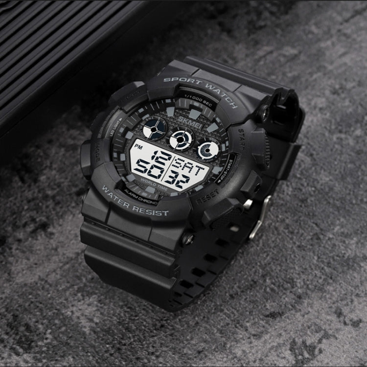 SKMEI 1857 Stainless Steel Buckle PU Strap Waterproof Electronic Watch