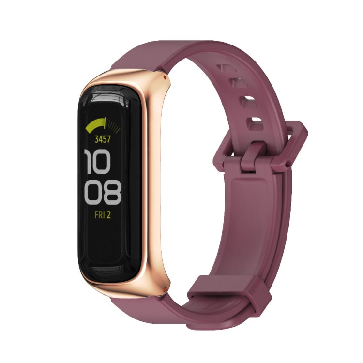 MIJOBS Metal Case Silicone Watch Band, For Samsung Galaxy Fit 2