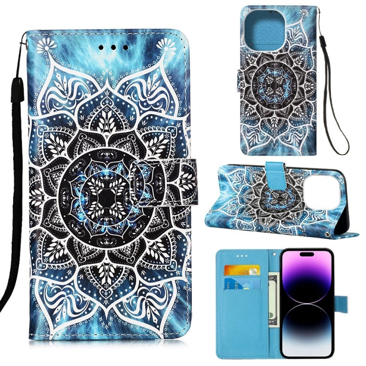 Painted Flat Texture Leather Case with Lanyard & Card Slot & Wallet & Holder, For iPhone 14, For iPhone 14 Plus, For iPhone 14 Pro
