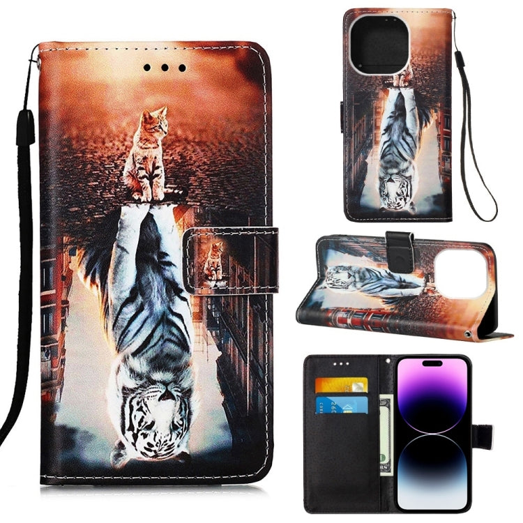 Painted Flat Texture Leather Case with Lanyard & Card Slot & Wallet & Holder, For iPhone 14, For iPhone 14 Plus, For iPhone 14 Pro