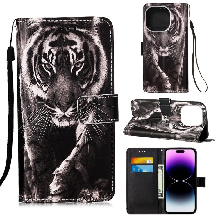Painted Flat Texture Leather Case with Lanyard & Card Slot & Wallet & Holder, For iPhone 14 Pro Max