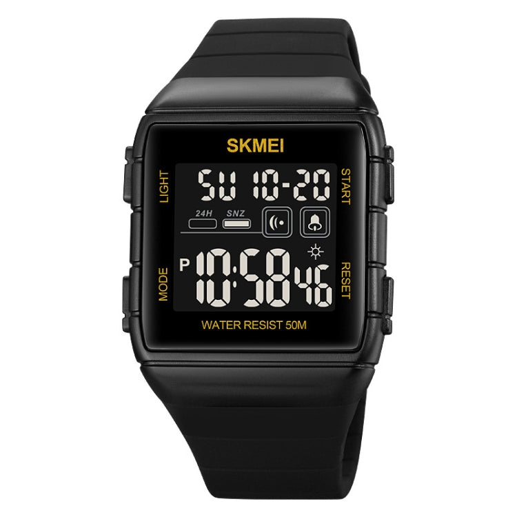SKMEI 1960 Stainless Steel Buckle Silicone Strap Waterproof Electronic Watch, 1960 Black and Black Machine, 1960 Blue, 1960 Black Gold, 1960 Black and White Machine