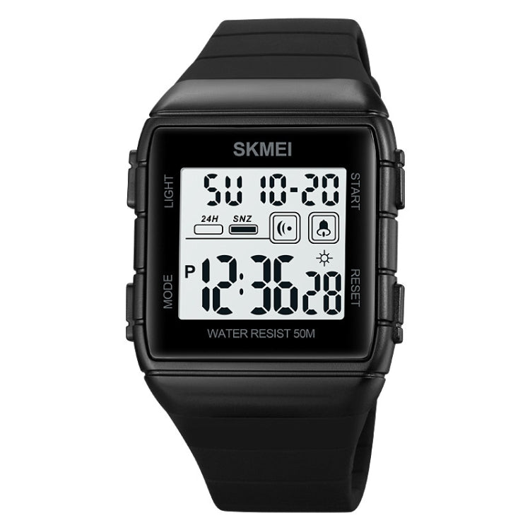 SKMEI 1960 Stainless Steel Buckle Silicone Strap Waterproof Electronic Watch, 1960 Black and Black Machine, 1960 Blue, 1960 Black Gold, 1960 Black and White Machine