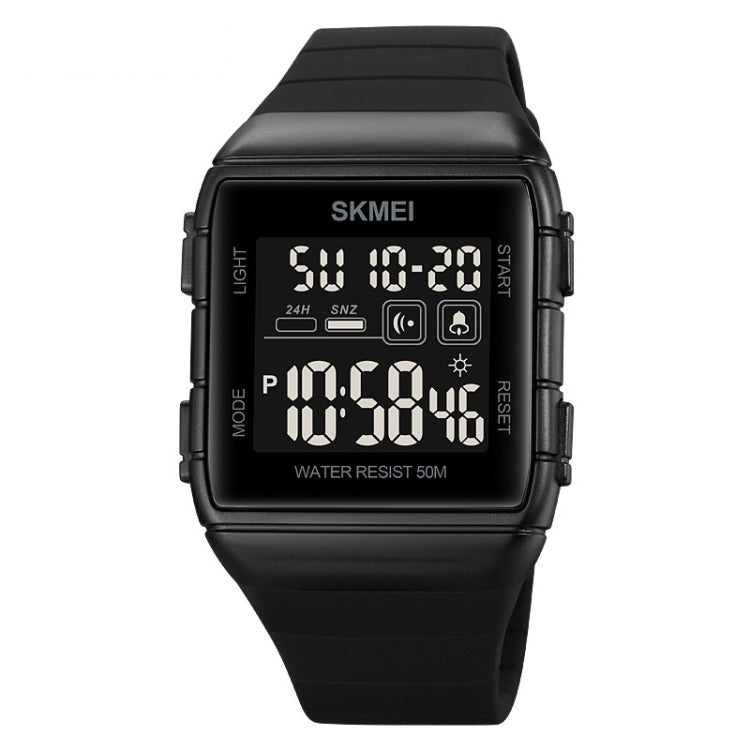 SKMEI 1960 Stainless Steel Buckle Silicone Strap Waterproof Electronic Watch, 1960 Black and Black Machine, 1960 Blue, 1960 Black Gold, 1960 Black and White Machine