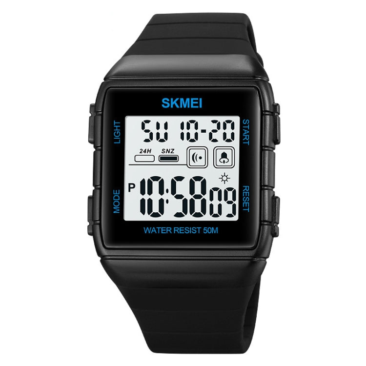 SKMEI 1960 Stainless Steel Buckle Silicone Strap Waterproof Electronic Watch, 1960 Black and Black Machine, 1960 Blue, 1960 Black Gold, 1960 Black and White Machine