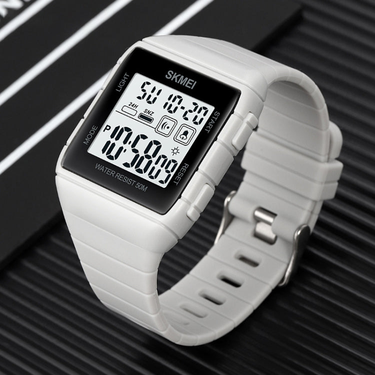 SKMEI 1960 Stainless Steel Buckle Silicone Strap Waterproof Electronic Watch, 1960 Black and Black Machine, 1960 Blue, 1960 Black Gold, 1960 Black and White Machine