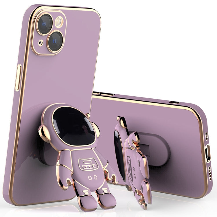 Plating Astronaut Holder Phone Case with Lens Film, For iPhone 11 Pro, For iPhone 11