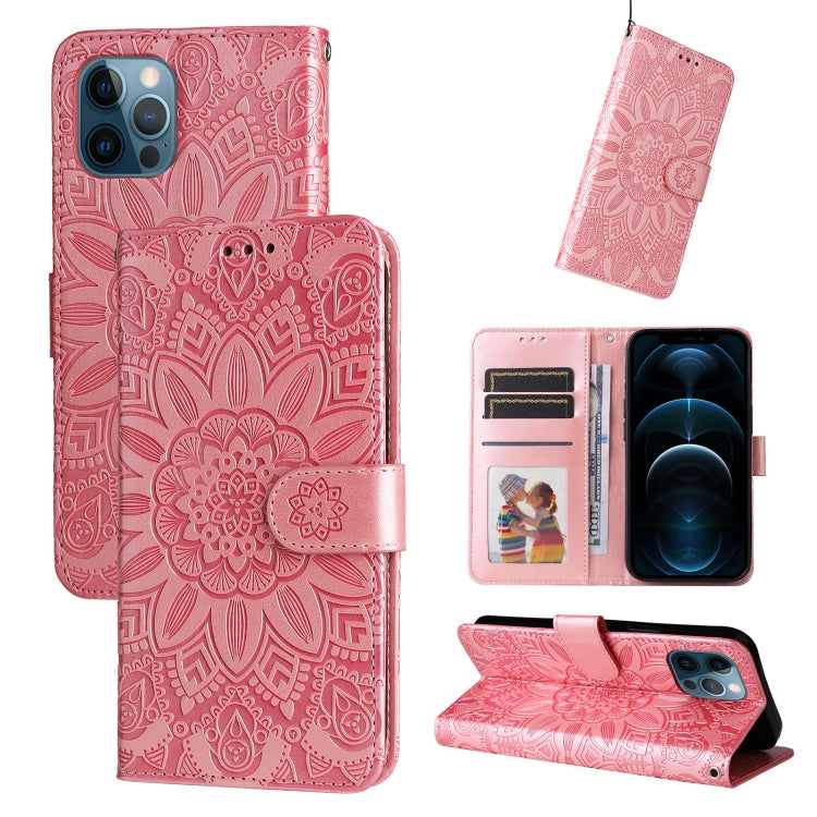 Embossed Sunflower Leather Phone Case, For iPhone 12 mini, For iPhone 12 / 12 Pro, For iPhone 12 Pro Max, For iPhone 11