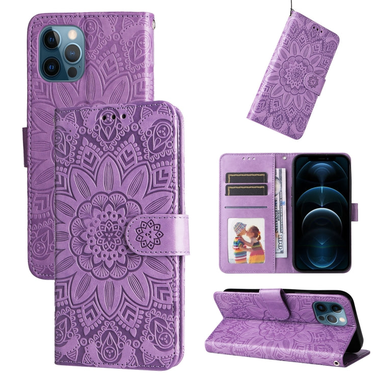Embossed Sunflower Leather Phone Case, For iPhone 12 mini, For iPhone 12 / 12 Pro, For iPhone 12 Pro Max, For iPhone 11