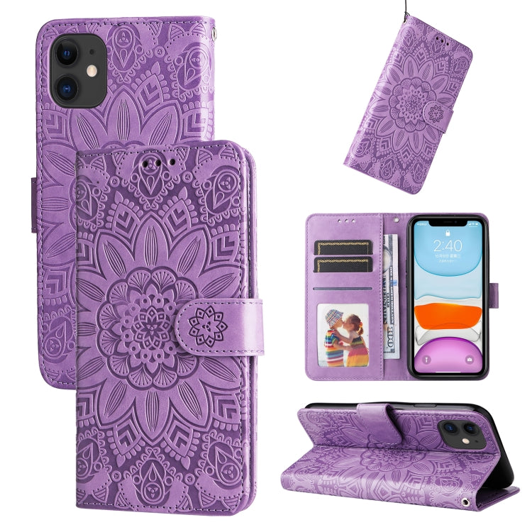 Embossed Sunflower Leather Phone Case, For iPhone 12 mini, For iPhone 12 / 12 Pro, For iPhone 12 Pro Max, For iPhone 11