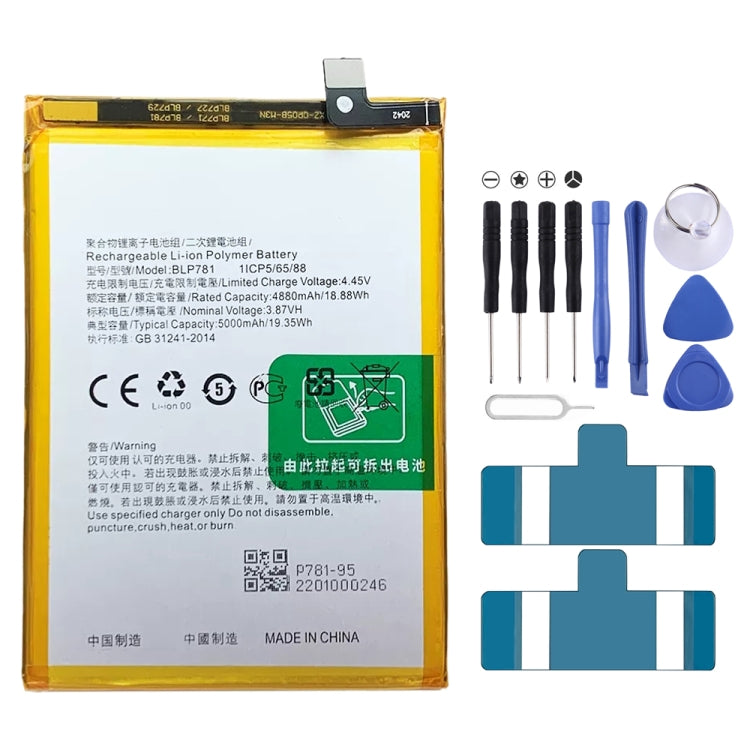 BLP855 4500 mAh Li-Polymer Battery Replacement For OPPO Reno6 Pro 5G / K9 Pro, BLP717, BLP711, BLP737, BLP735, BLP727, BLP755, BLP769, BLP767, BLP783, BLP781, BLP779, BLP789, BLP787, BLP797, BLP755 For OPPO K7x, BLP791, BLP811, BLP817, BLP863, BLP825  ...