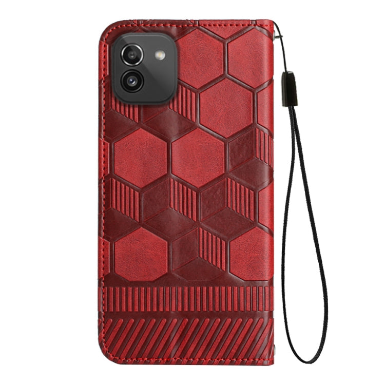 Football Texture Magnetic Leather Flip Phone Case, For Samsung Galaxy A03 164mm, For Samsung Galaxy A03s 164mm India, For Samsung Galaxy A03s 165.8mm US Version, For Samsung Galaxy A03s 166.5mm EU Version
