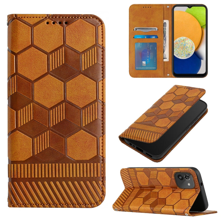 Football Texture Magnetic Leather Flip Phone Case, For Samsung Galaxy A03 164mm, For Samsung Galaxy A03s 164mm India, For Samsung Galaxy A03s 165.8mm US Version, For Samsung Galaxy A03s 166.5mm EU Version