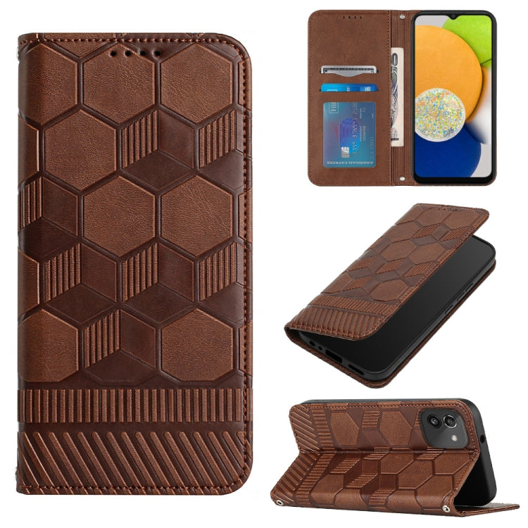 Football Texture Magnetic Leather Flip Phone Case, For Samsung Galaxy A03 164mm, For Samsung Galaxy A03s 164mm India, For Samsung Galaxy A03s 165.8mm US Version, For Samsung Galaxy A03s 166.5mm EU Version