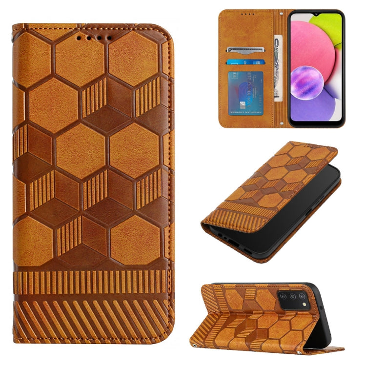 Football Texture Magnetic Leather Flip Phone Case, For Samsung Galaxy A03 164mm, For Samsung Galaxy A03s 164mm India, For Samsung Galaxy A03s 165.8mm US Version, For Samsung Galaxy A03s 166.5mm EU Version