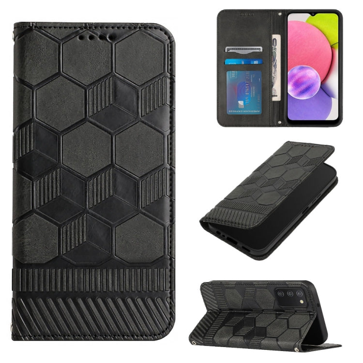 Football Texture Magnetic Leather Flip Phone Case, For Samsung Galaxy A03 164mm, For Samsung Galaxy A03s 164mm India, For Samsung Galaxy A03s 165.8mm US Version, For Samsung Galaxy A03s 166.5mm EU Version