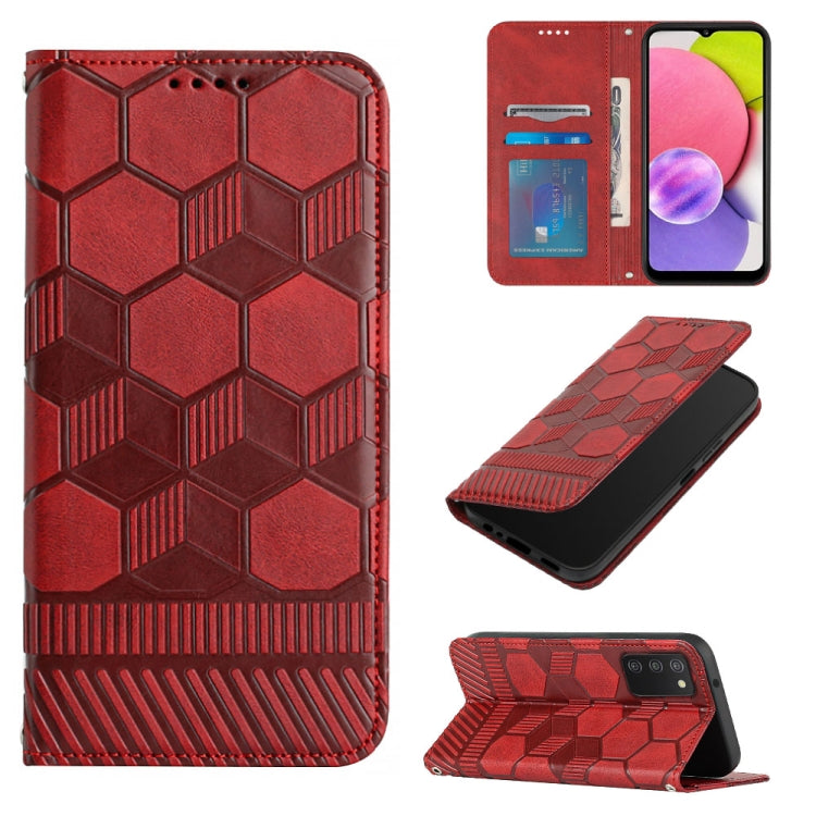 Football Texture Magnetic Leather Flip Phone Case, For Samsung Galaxy A03 164mm, For Samsung Galaxy A03s 164mm India, For Samsung Galaxy A03s 165.8mm US Version, For Samsung Galaxy A03s 166.5mm EU Version