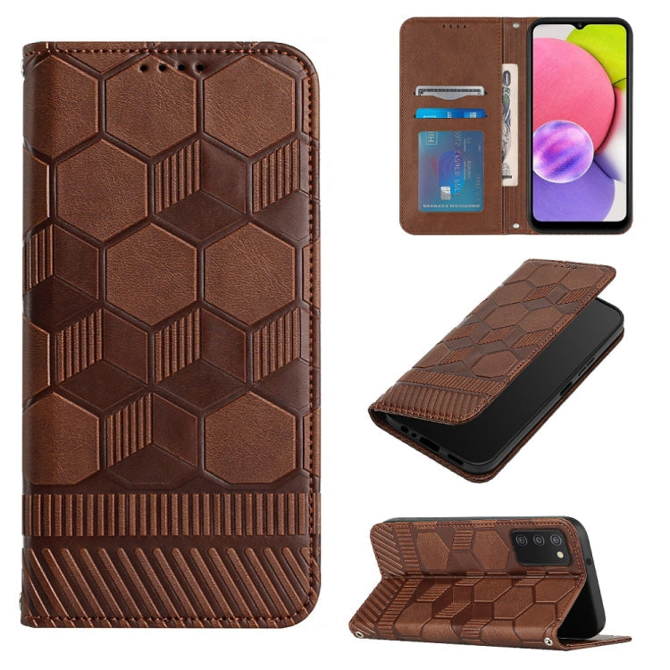 Football Texture Magnetic Leather Flip Phone Case, For Samsung Galaxy A03 164mm, For Samsung Galaxy A03s 164mm India, For Samsung Galaxy A03s 165.8mm US Version, For Samsung Galaxy A03s 166.5mm EU Version