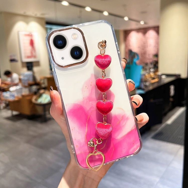 Gold Halo Marble Pattern Case with Bracelet, For iPhone 14, For iPhone 14 Plus, For iPhone 14 Pro, For iPhone 14 Pro Max, For iPhone 13, For iPhone 13 Pro