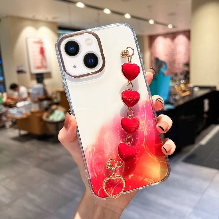 Gold Halo Marble Pattern Case with Bracelet, For iPhone 14, For iPhone 14 Plus, For iPhone 14 Pro, For iPhone 14 Pro Max, For iPhone 13, For iPhone 13 Pro