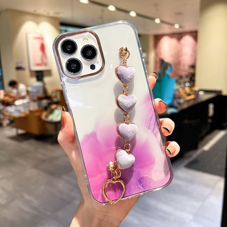 Gold Halo Marble Pattern Case with Bracelet, For iPhone 14, For iPhone 14 Plus, For iPhone 14 Pro, For iPhone 14 Pro Max, For iPhone 13, For iPhone 13 Pro