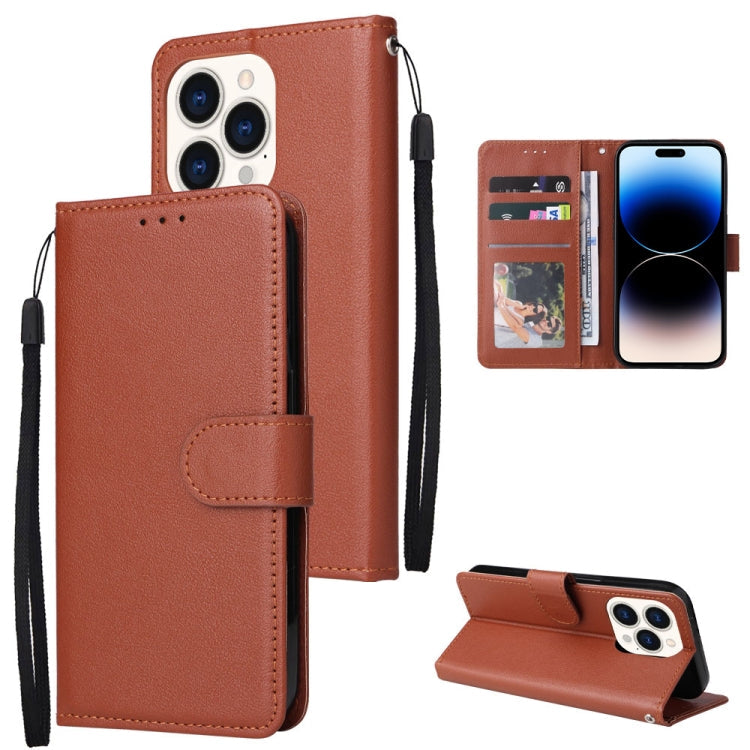 Multifunctional Horizontal Flip Leather Case with Three Card Slot, For iPhone 14, For iPhone 14 Plus, For iPhone 14 Pro