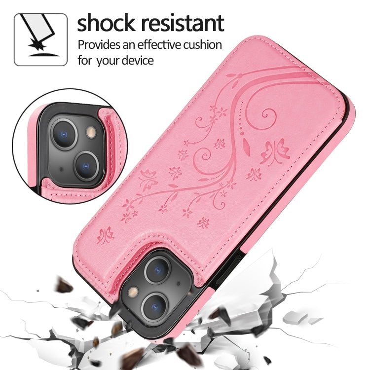 Butterflies Flowers Double Buckle Case, For iPhone 14, For iPhone 14 Plus