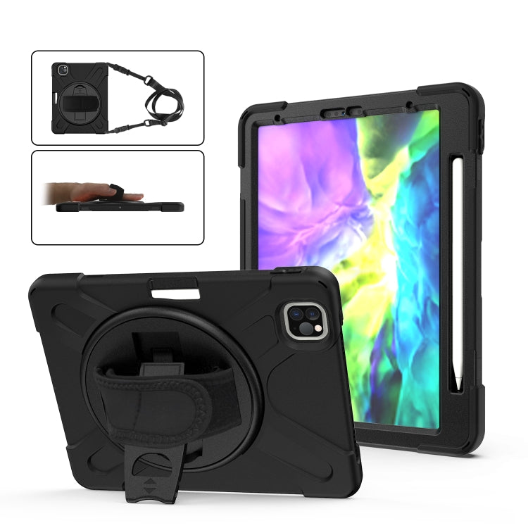 For iPad Pro 11 (2020) 360 Degree Rotation Silicone Protective Cover with Holder & Hand Strap & Long Strap & Pencil Slot, For iPad Air 2025 / 10.9 / Pro 11 2021 / 2020 / 2018