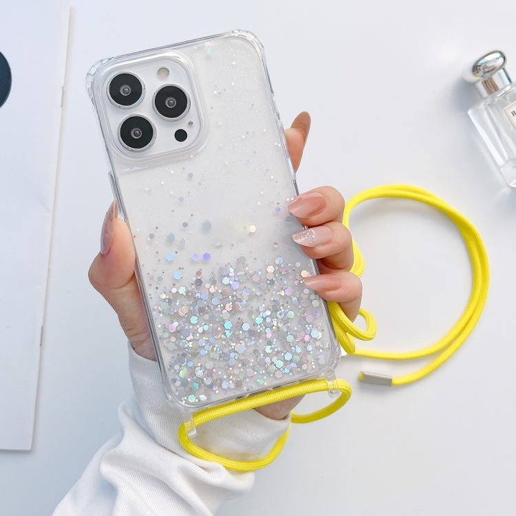 Lanyard Glitter Epoxy Clear Phone Case, For iPhone 14 Pro Max, For iPhone 13 mini, For iPhone 13