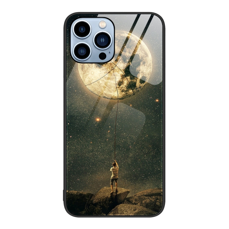Colorful Painted Glass Phone Case, For iPhone 14 Pro Max