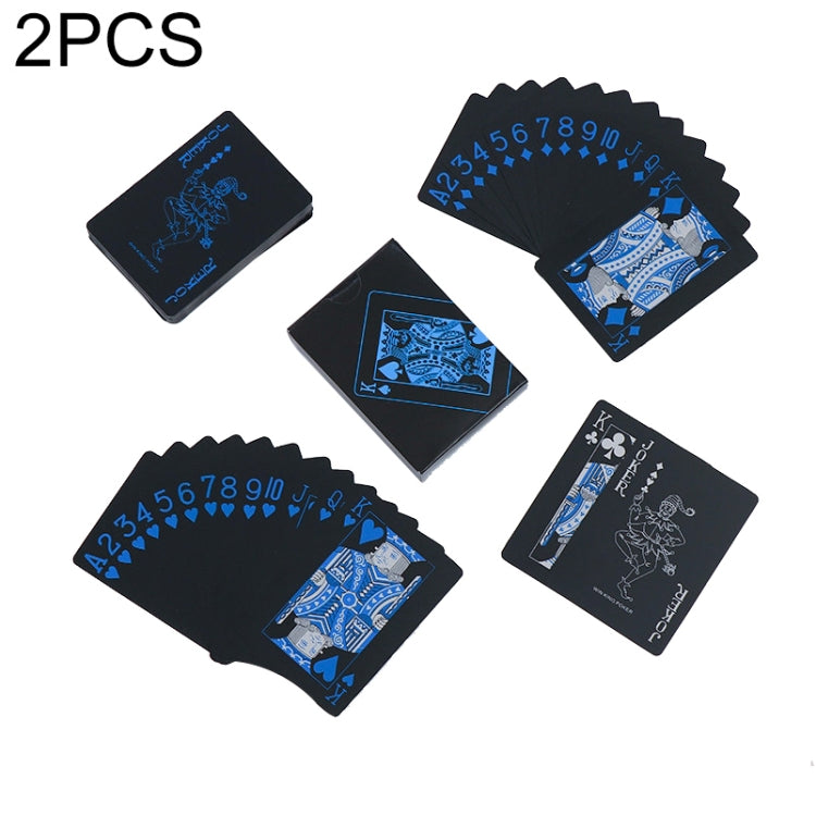 2 PCS Plastic Waterproof PVC Poker Cards, Blue+White, Red+White, Blue+Gold, Red+Blue