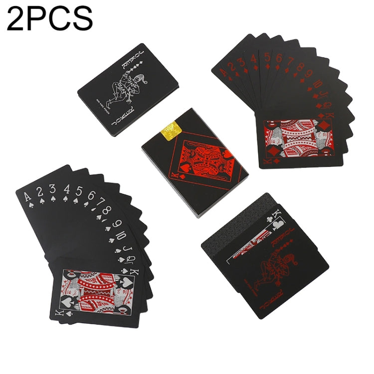 2 PCS Plastic Waterproof PVC Poker Cards, Blue+White, Red+White, Blue+Gold, Red+Blue