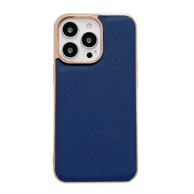 Genuine Leather Luolai Series Nano Electroplating Phone Case, For iPhone 14, For iPhone 14 Plus, For iPhone 14 Pro, For iPhone 14 Pro Max, For iPhone 13, For iPhone 13 Pro