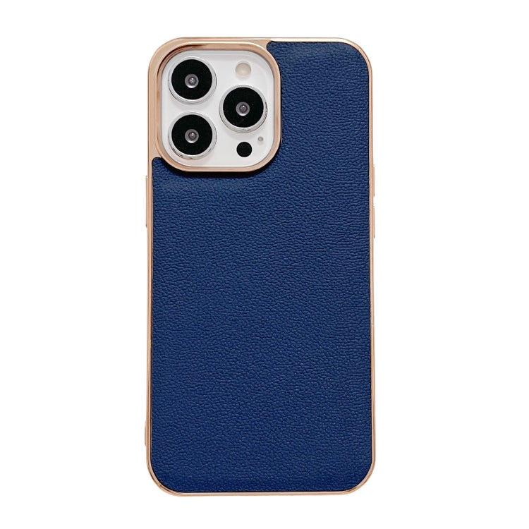 Genuine Leather Luolai Series Nano Electroplating Phone Case, For iPhone 14, For iPhone 14 Plus, For iPhone 14 Pro, For iPhone 14 Pro Max, For iPhone 13, For iPhone 13 Pro
