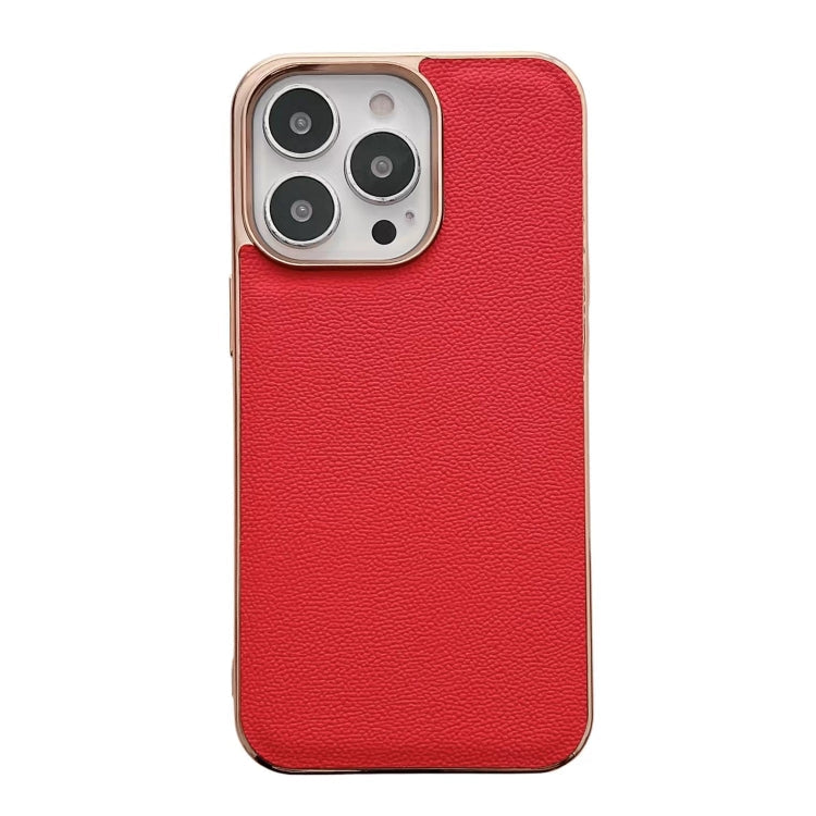 Genuine Leather Luolai Series Nano Electroplating Phone Case, For iPhone 13 Pro Max