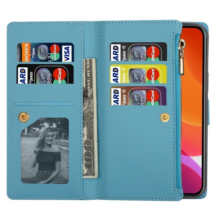 Multi-card Slots Laser Carving Glitter Zipper Leather Case, For iPhone 14, For iPhone 14 Max, For iPhone 14 Pro, For iPhone 14 Pro Max