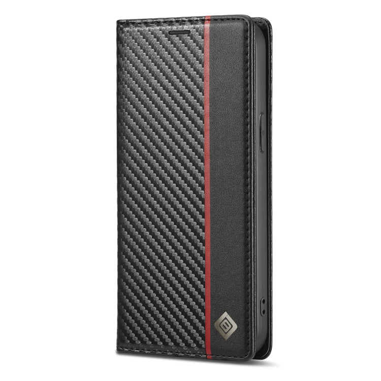 LC.IMEEKE Carbon Fiber PU + TPU Leather Case, For iPhone 14, For iPhone 14 Plus, For iPhone 14 Pro, For iPhone 14 Pro Max