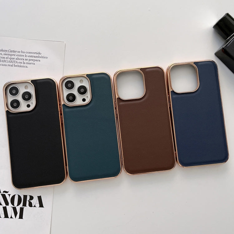 Genuine Leather Xiaoya Series Nano Electroplating Phone Case, For iPhone 14, For iPhone 14 Plus, For iPhone 14 Pro, For iPhone 14 Pro Max, For iPhone 13, For iPhone 13 Pro