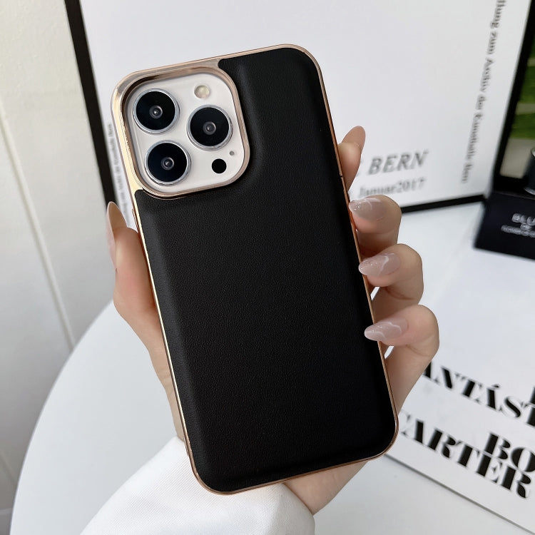 Genuine Leather Xiaoya Series Nano Electroplating Phone Case, For iPhone 13 Pro Max