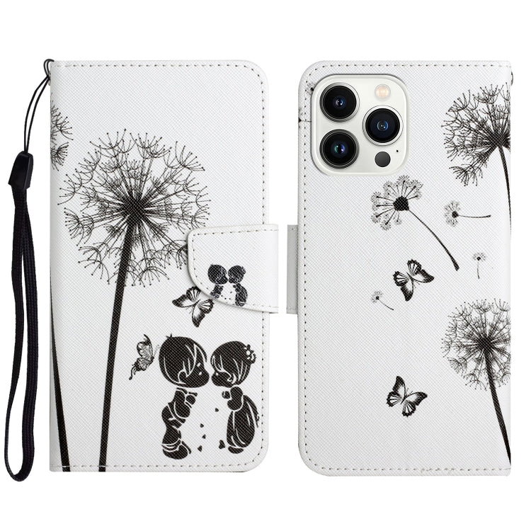 3D Colored Drawing Flip Leather Phone Case, For iPhone 14 Pro
