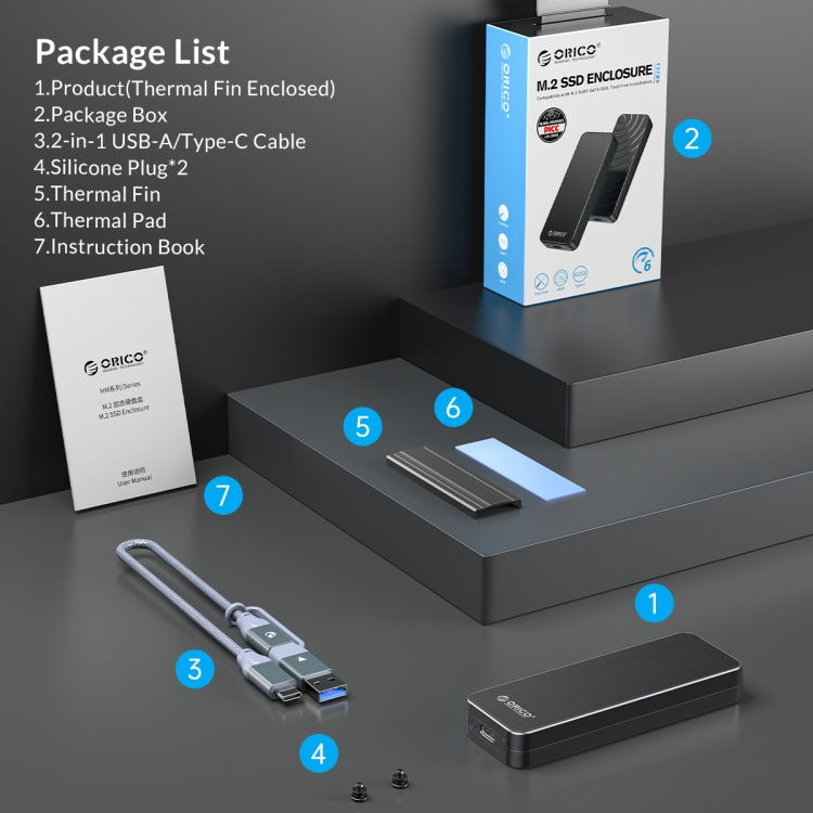 ORICO HM2-G2-BK M.2 NVMe SSD Enclosure, HM2-G2-BK