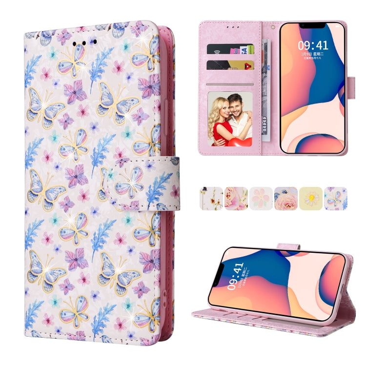 Bronzing Painting RFID Leather Case, For iPhone 14, For iPhone 14 Plus, For iPhone 14 Pro, For iPhone 14 Pro Max