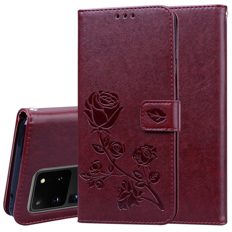 Rose Embossed Horizontal Flip PU Leather Case with Holder & Card Slots & Wallet, For Galaxy S20 Ultra, For Galaxy A51, For Galaxy A71, For Xiaomi Mi A3