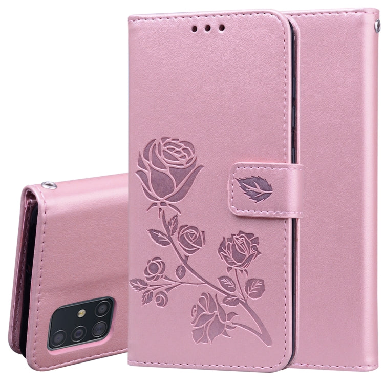 Rose Embossed Horizontal Flip PU Leather Case with Holder & Card Slots & Wallet, For Galaxy S20 Ultra, For Galaxy A51, For Galaxy A71, For Xiaomi Mi A3