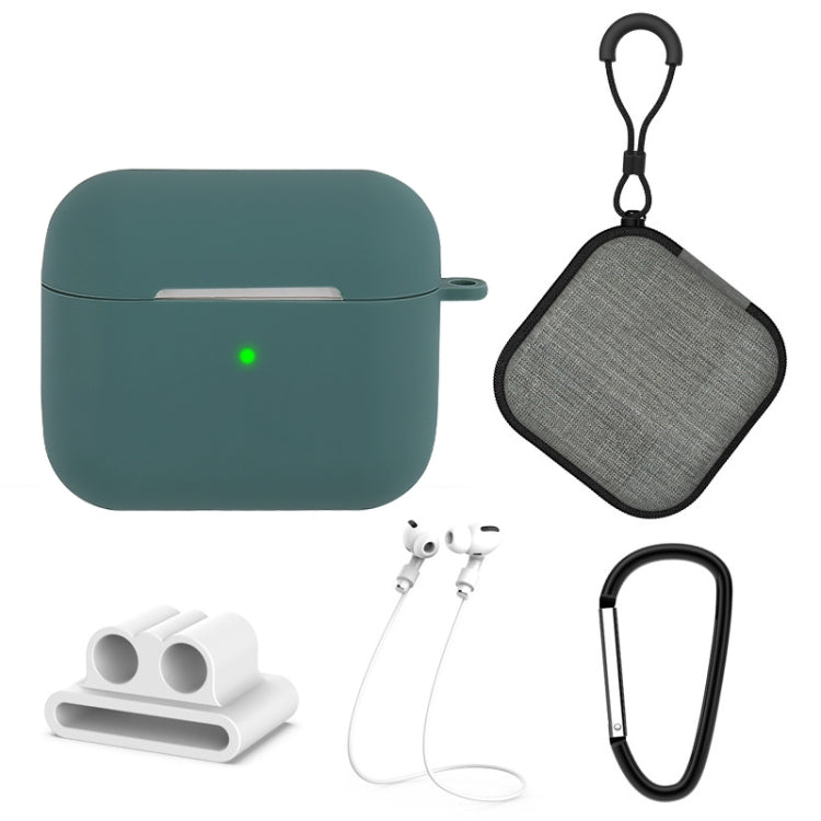 5 in 1 Silicone Earphone Protective Case + Earphone Bag + Earphones Buckle + Hook + Anti-lost Rope Set, For AirPods 3