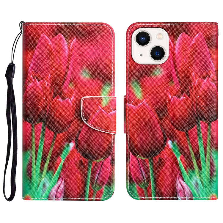 Colored Drawing Leather Phone Case, For iPhone 14