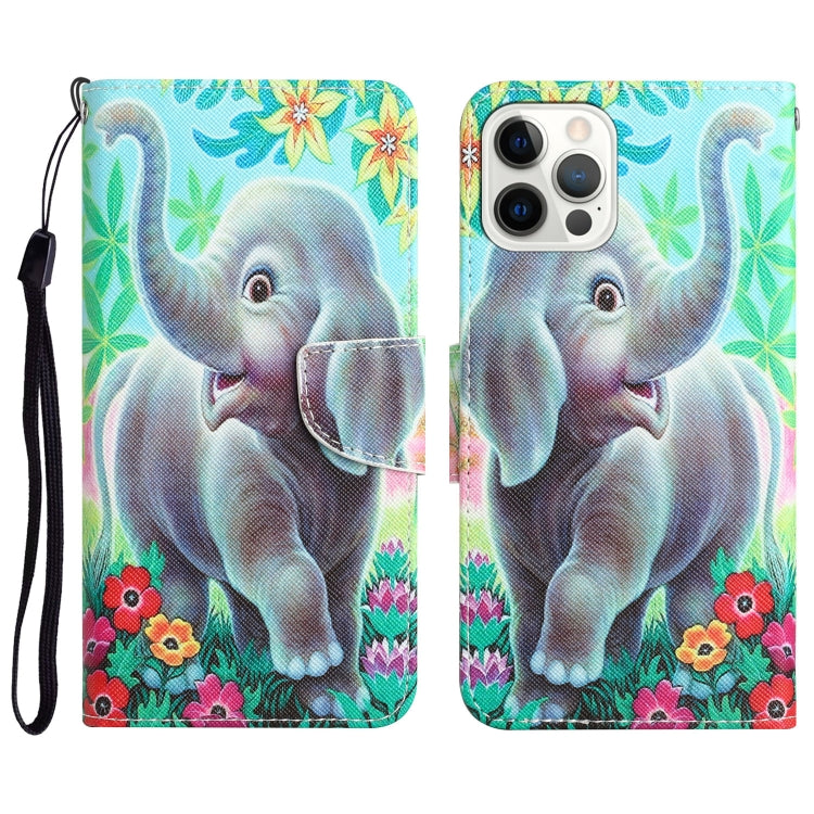 Colored Drawing Leather Phone Case, For iPhone 14 Pro