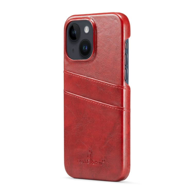 Fierre Shann Retro Oil Wax Texture PU Leather Case with Card Slots, For iPhone 14, For iPhone 14 Plus, For iPhone 14 Pro, For iPhone 14 Pro Max