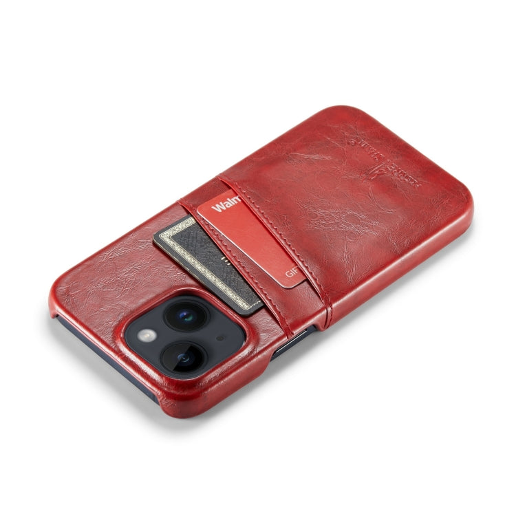 Fierre Shann Retro Oil Wax Texture PU Leather Case with Card Slots, For iPhone 14, For iPhone 14 Plus, For iPhone 14 Pro, For iPhone 14 Pro Max