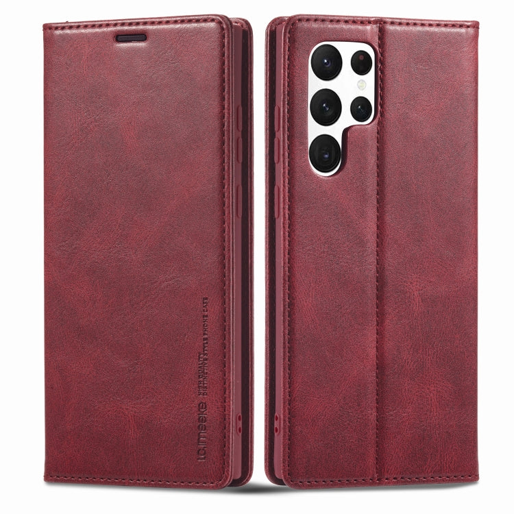 LC.IMEEKE RFID Anti-theft Leather Phone Case, For Samsung Galaxy S22 Ultra 5G